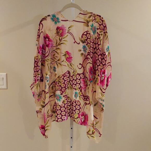 Velvet Burnout Kimono Top Floral Boho O/S Sheer - Picture 5 of 5
